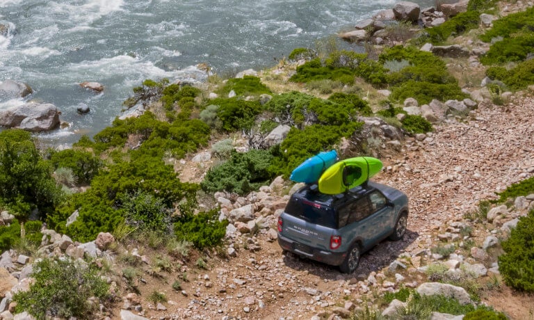 Top view of the 2023 Ford Bronco featuring a set of kayaks