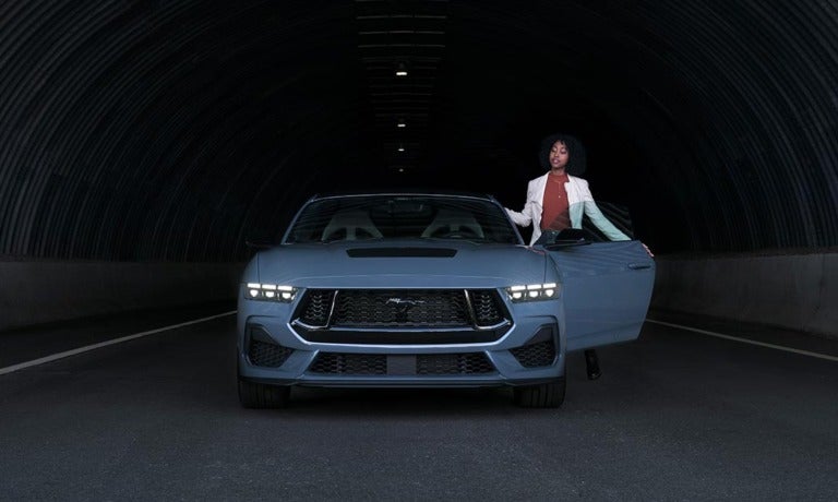 2024 Ford Mustang parked in a tunnel
